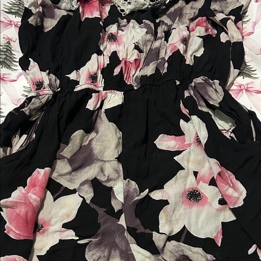 Floral Black and Pink Dress